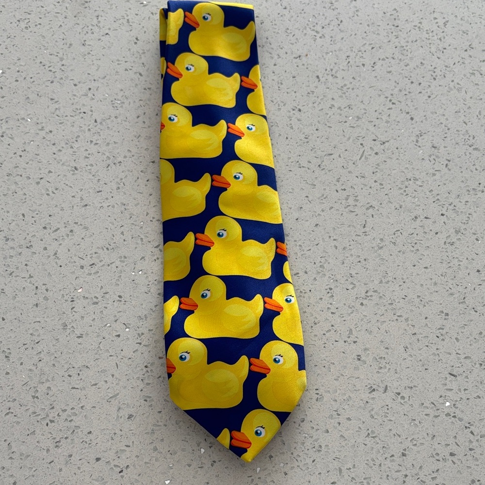 Ralph Marlin Rubber Ducky Repeat Blue and Yellow Duck Men’s Necktie